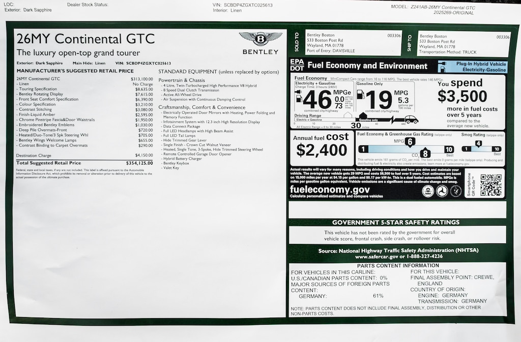 New 2026 Bentley Continental GTC AWD CONVERTIBLE