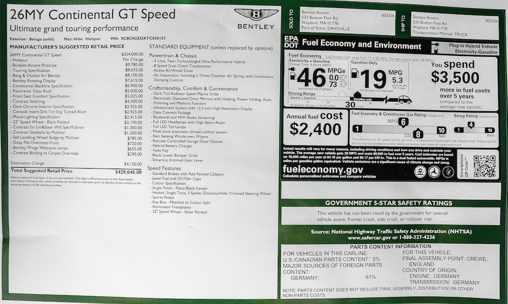 New 2026 Bentley Continental GT Speed