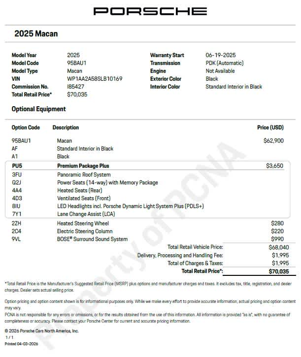 used 2025 Porsche Macan car, priced at $56,796