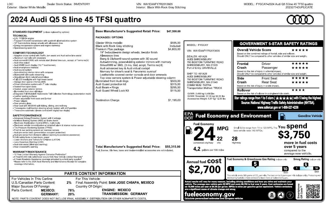 used 2024 Audi Q5 car, priced at $26,882