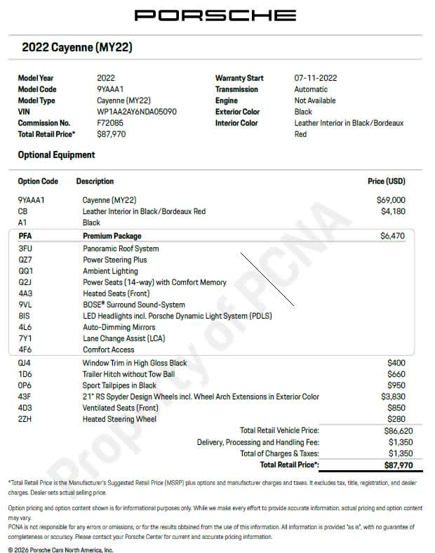 used 2022 Porsche Cayenne car, priced at $51,822