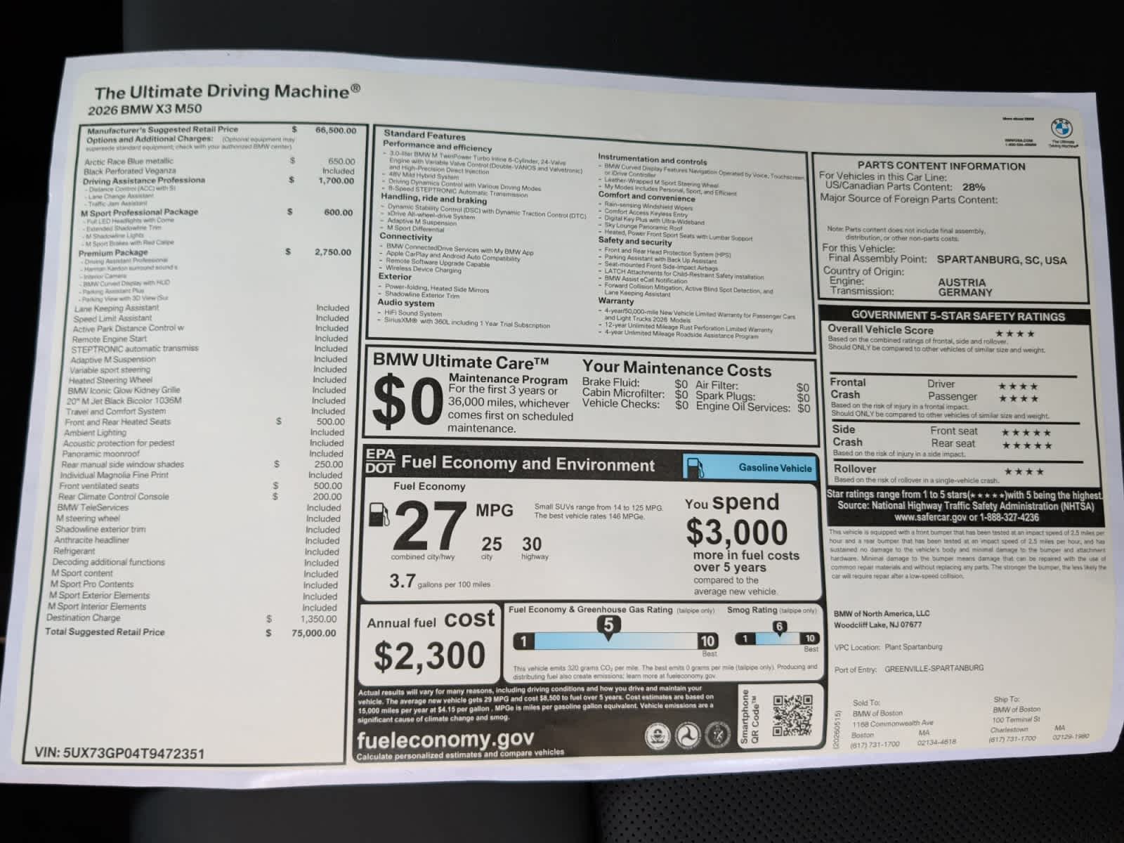 new 2026 BMW X3 car, priced at $75,000