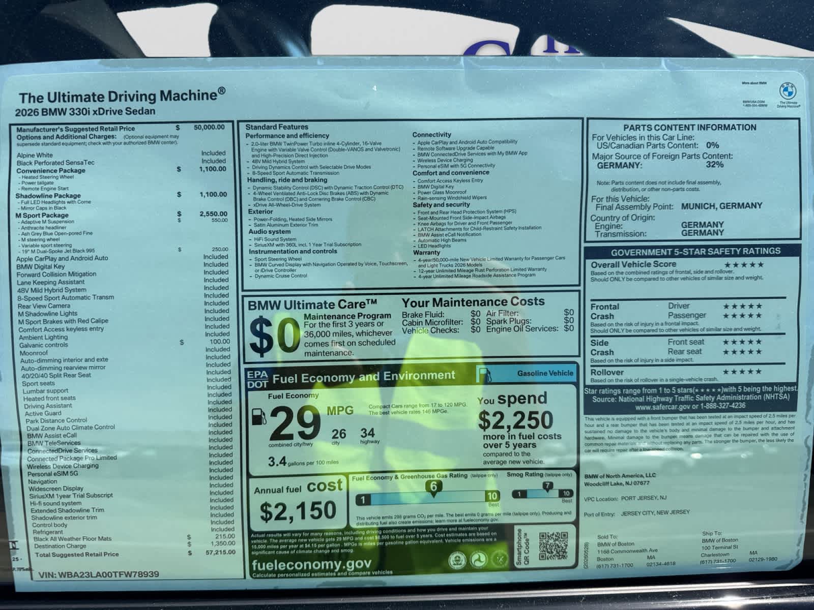 new 2026 BMW 330i car, priced at $57,215