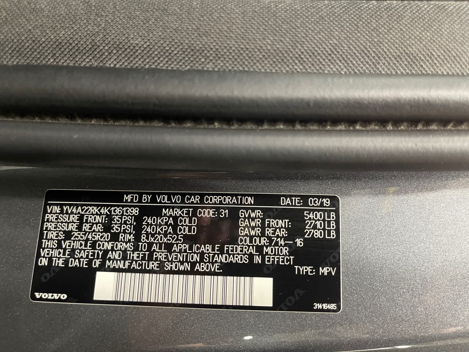 used 2019 Volvo XC60 car, priced at $20,297