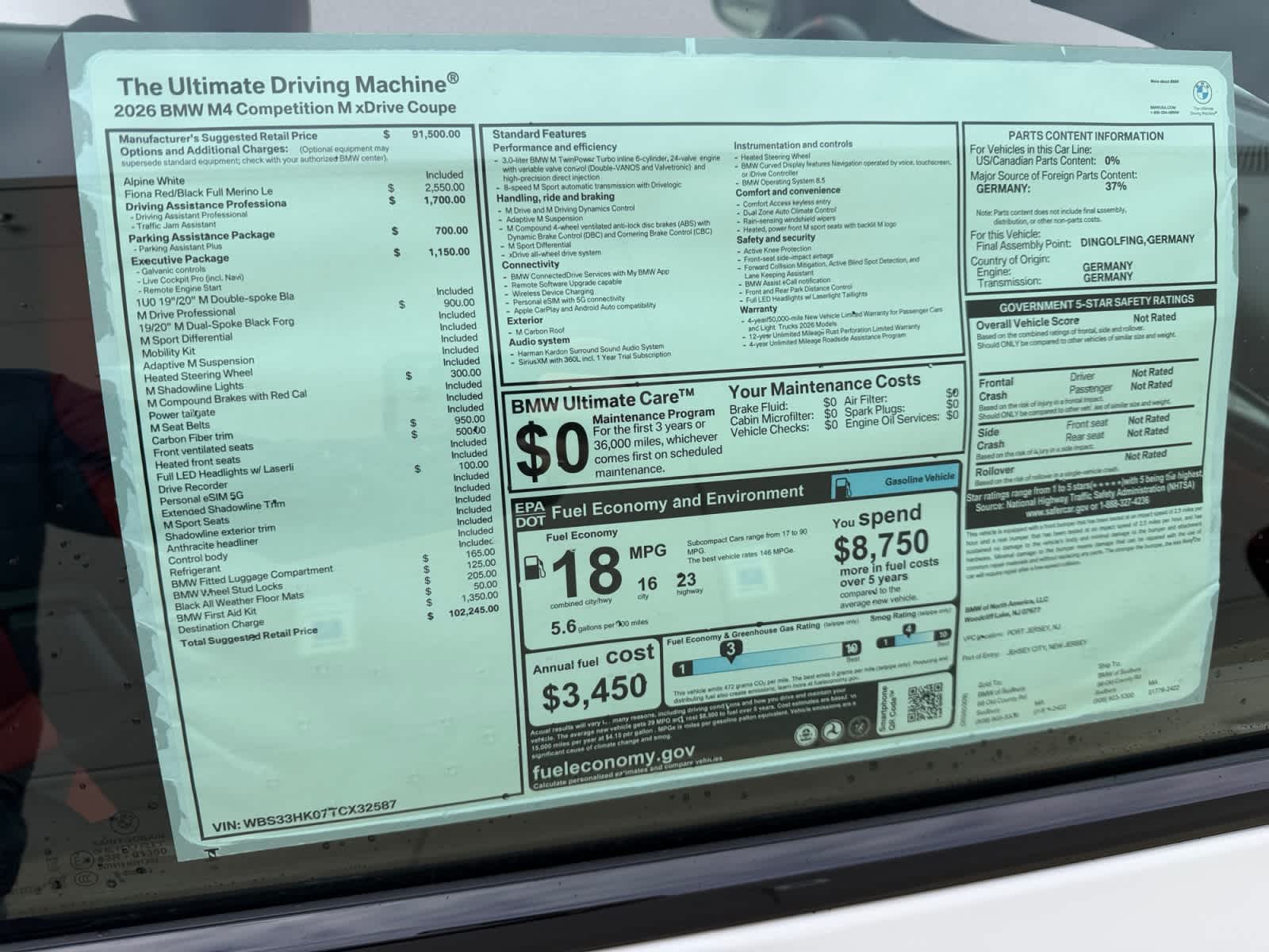 new 2026 BMW M4 car, priced at $102,245