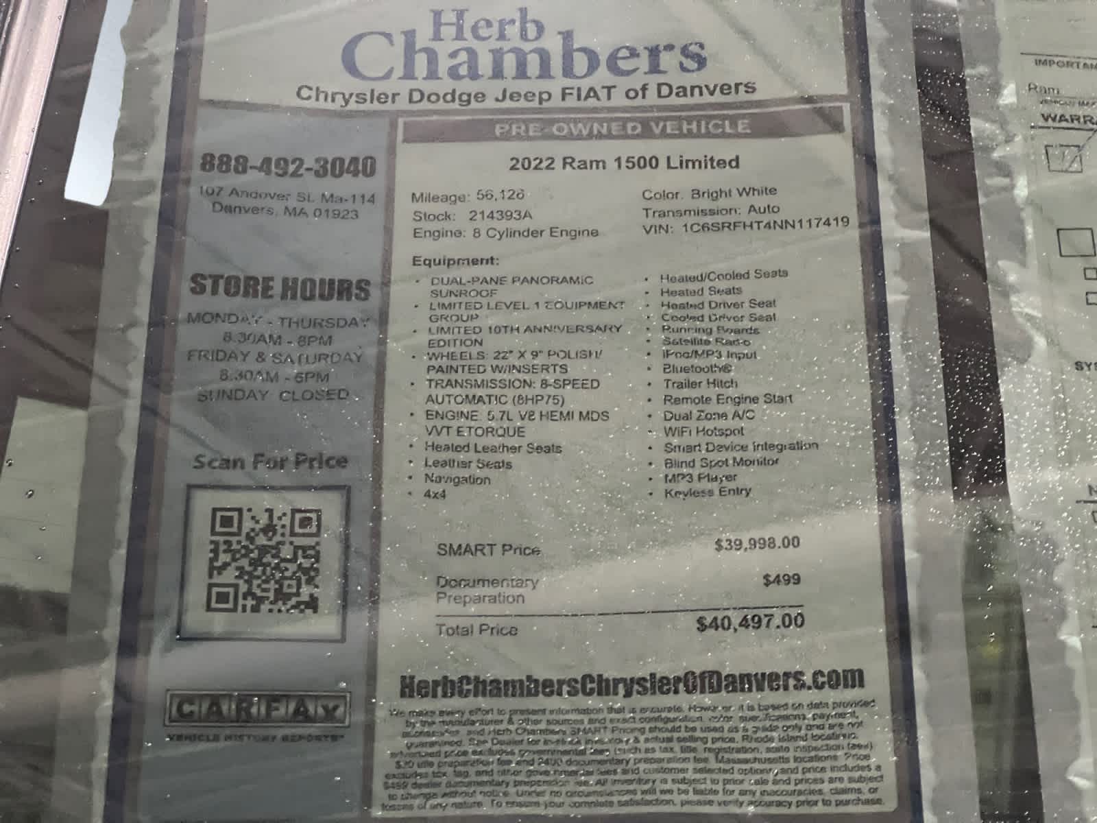 used 2022 Ram 1500 car, priced at $40,497