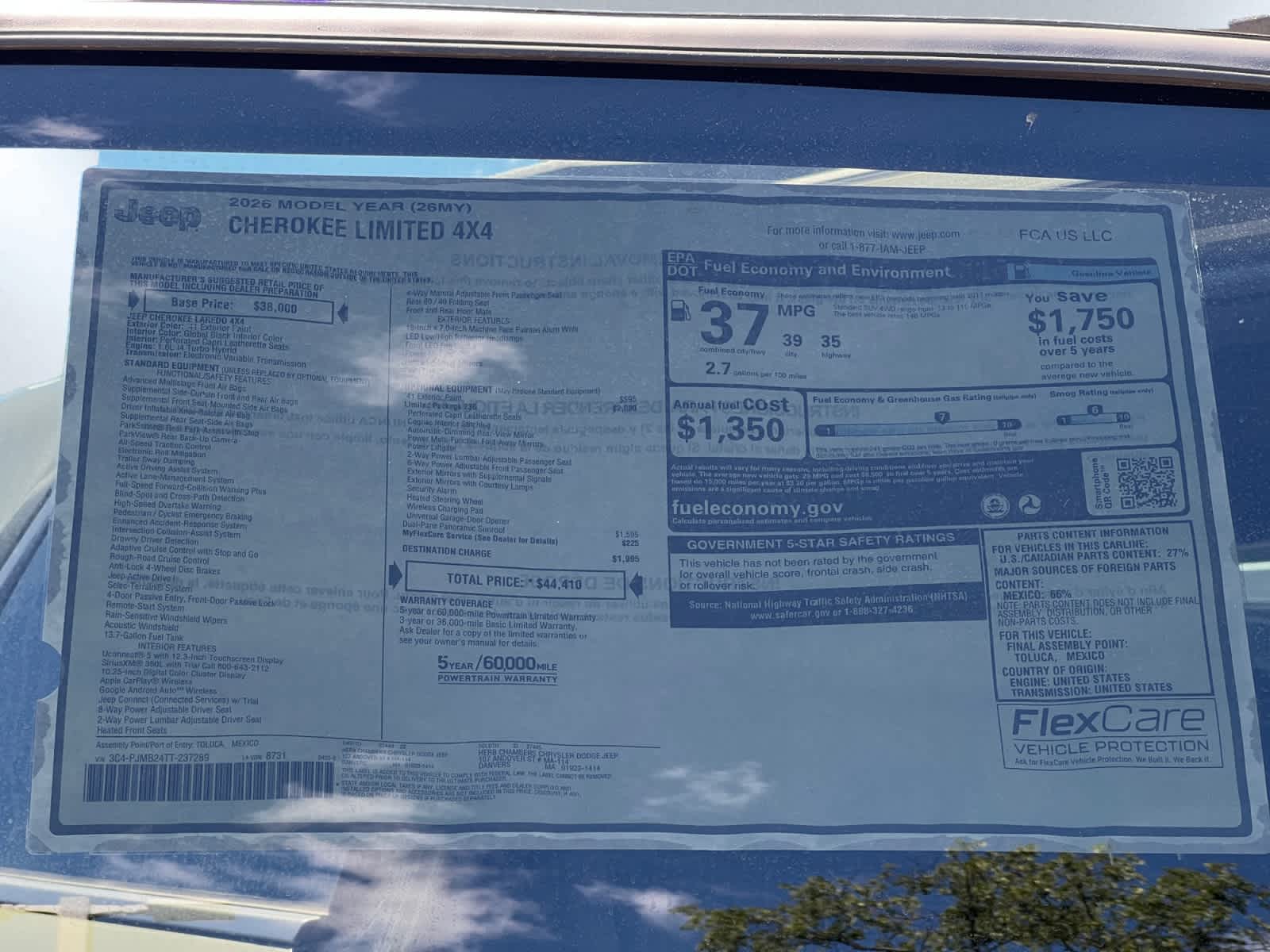 new 2026 Jeep Cherokee car, priced at $44,410