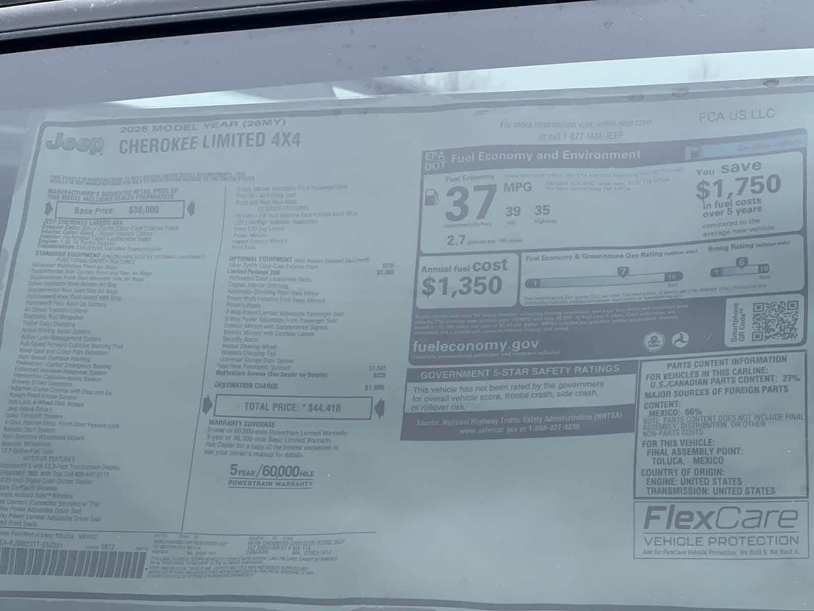 new 2026 Jeep Cherokee car, priced at $44,410