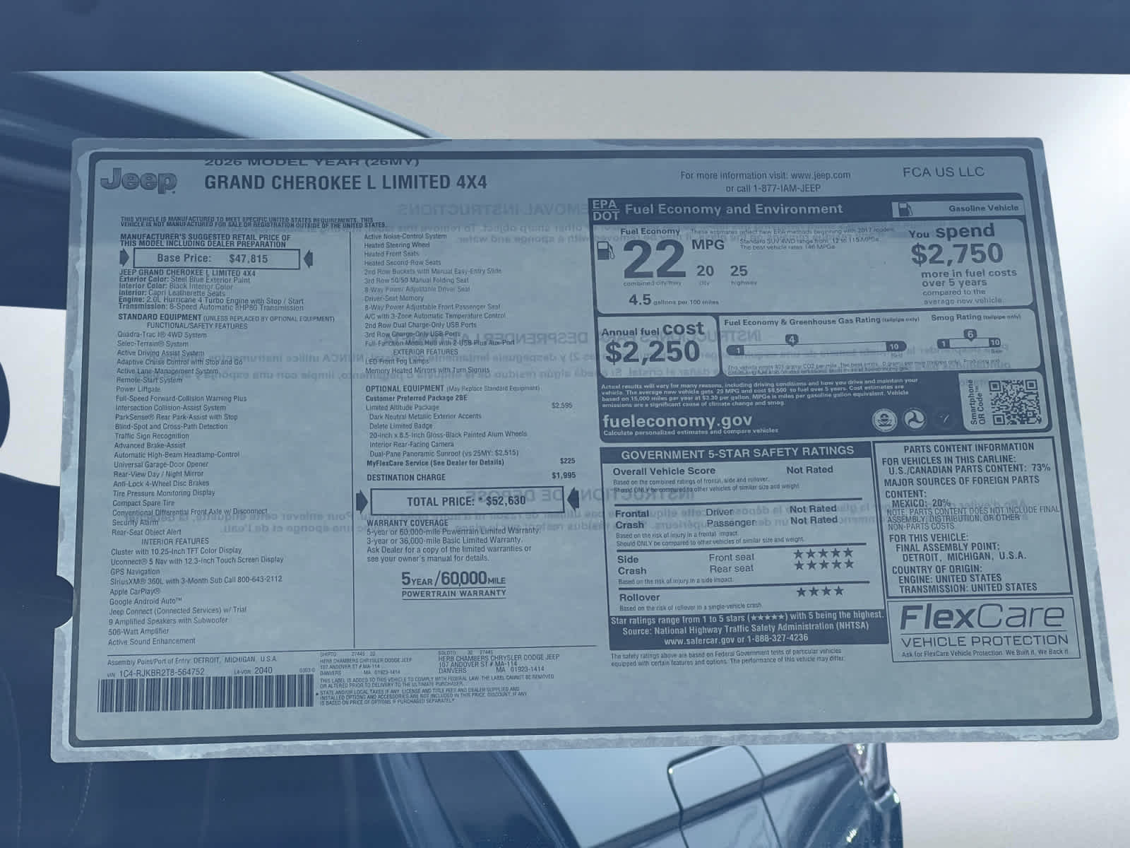 new 2026 Jeep Grand Cherokee car, priced at $52,630