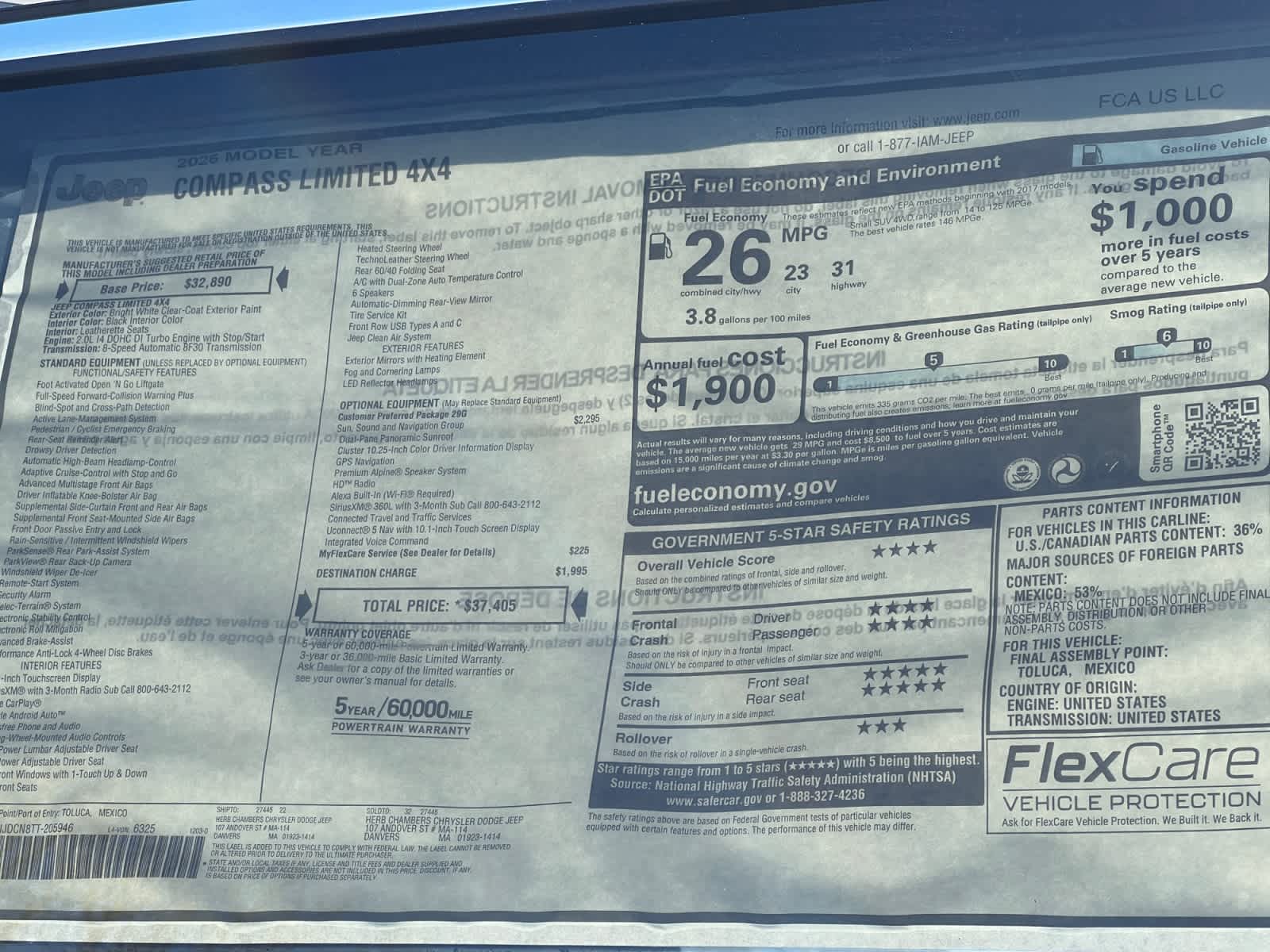 new 2026 Jeep Compass car, priced at $37,405