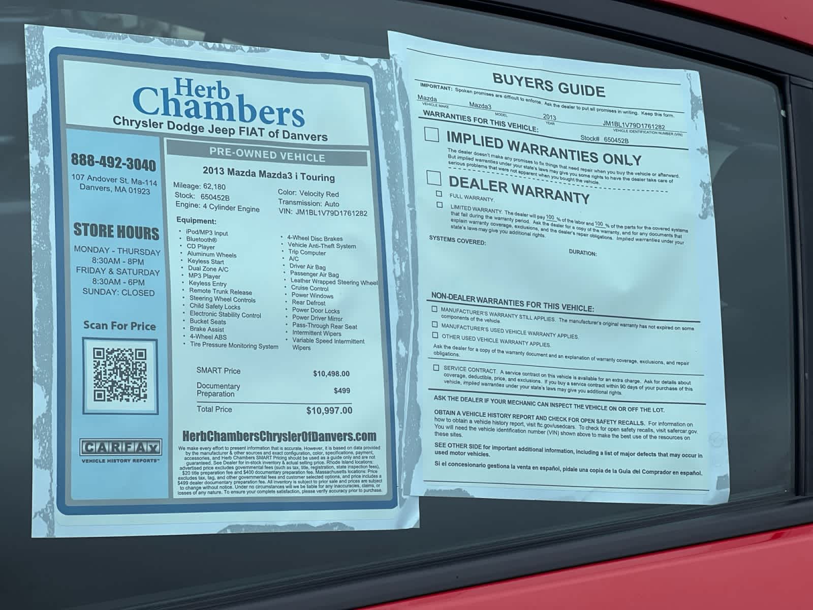 used 2013 Mazda Mazda3 car, priced at $10,997