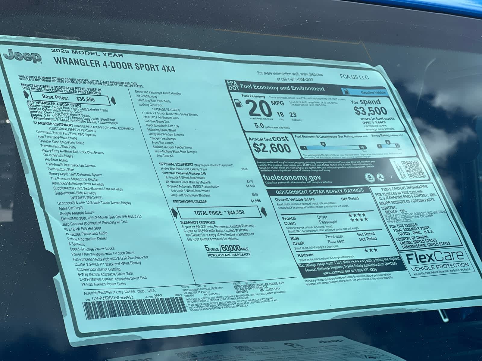 new 2025 Jeep Wrangler car, priced at $42,450