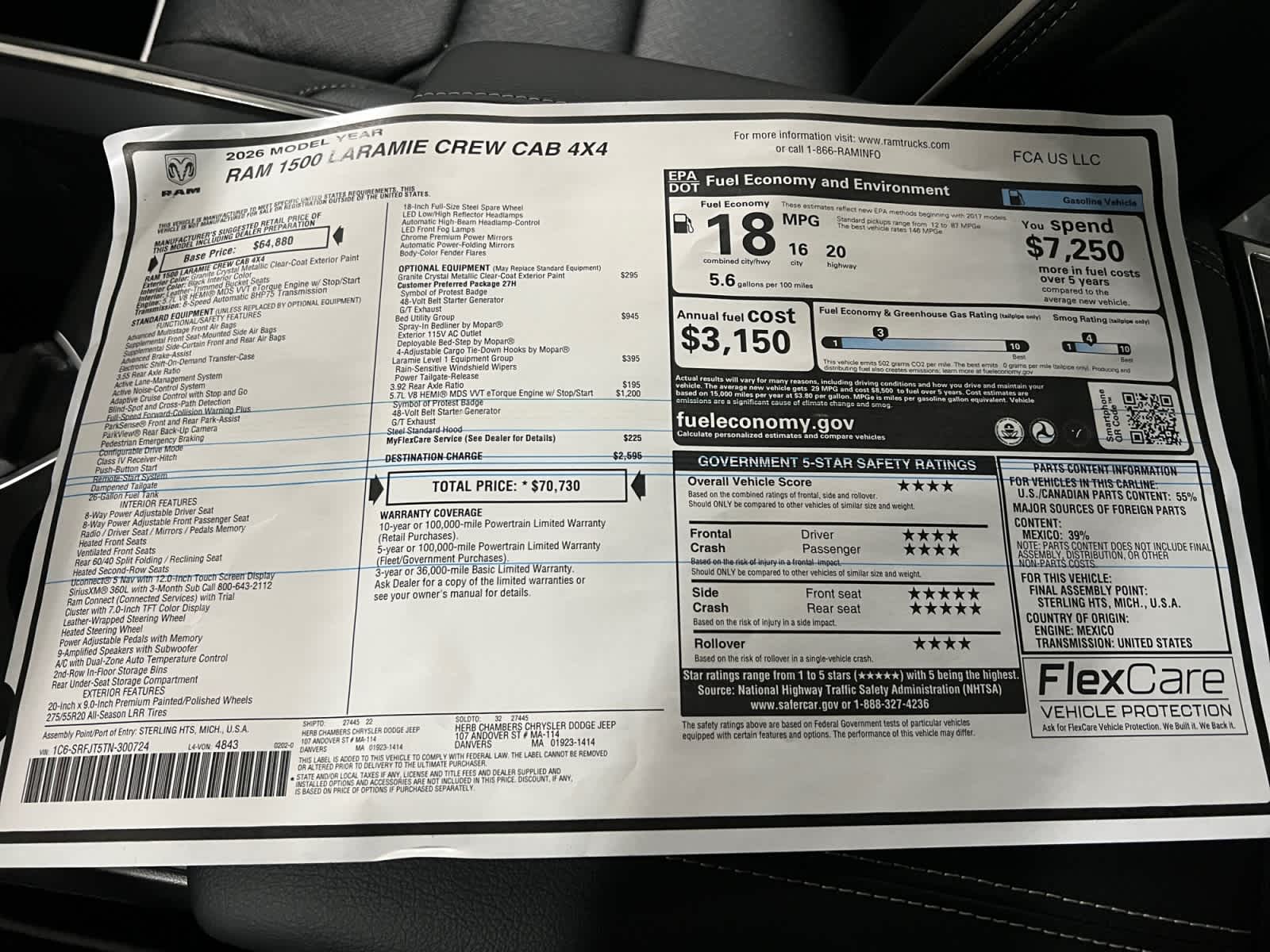 new 2026 Ram 1500 car, priced at $67,730