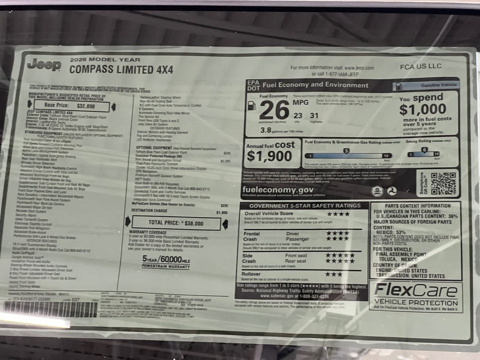 new 2026 Jeep Compass car, priced at $38,000