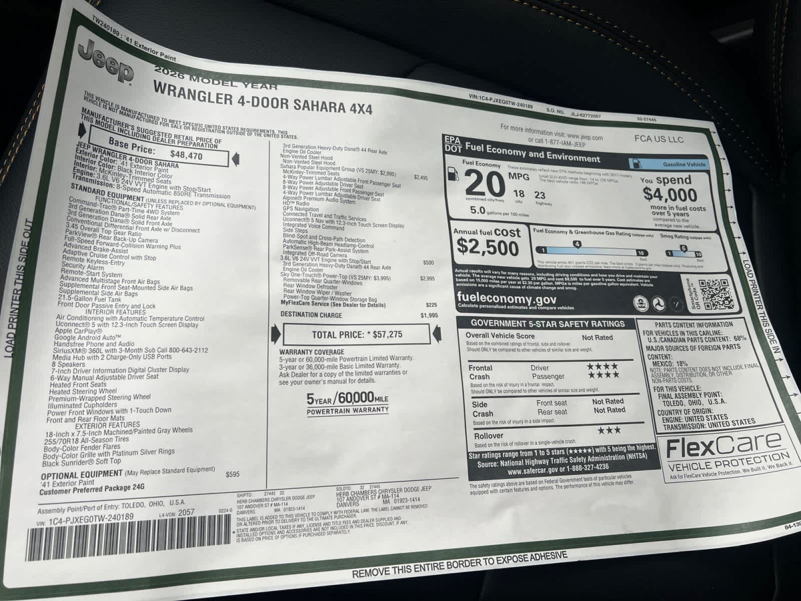 new 2026 Jeep Wrangler car, priced at $57,275