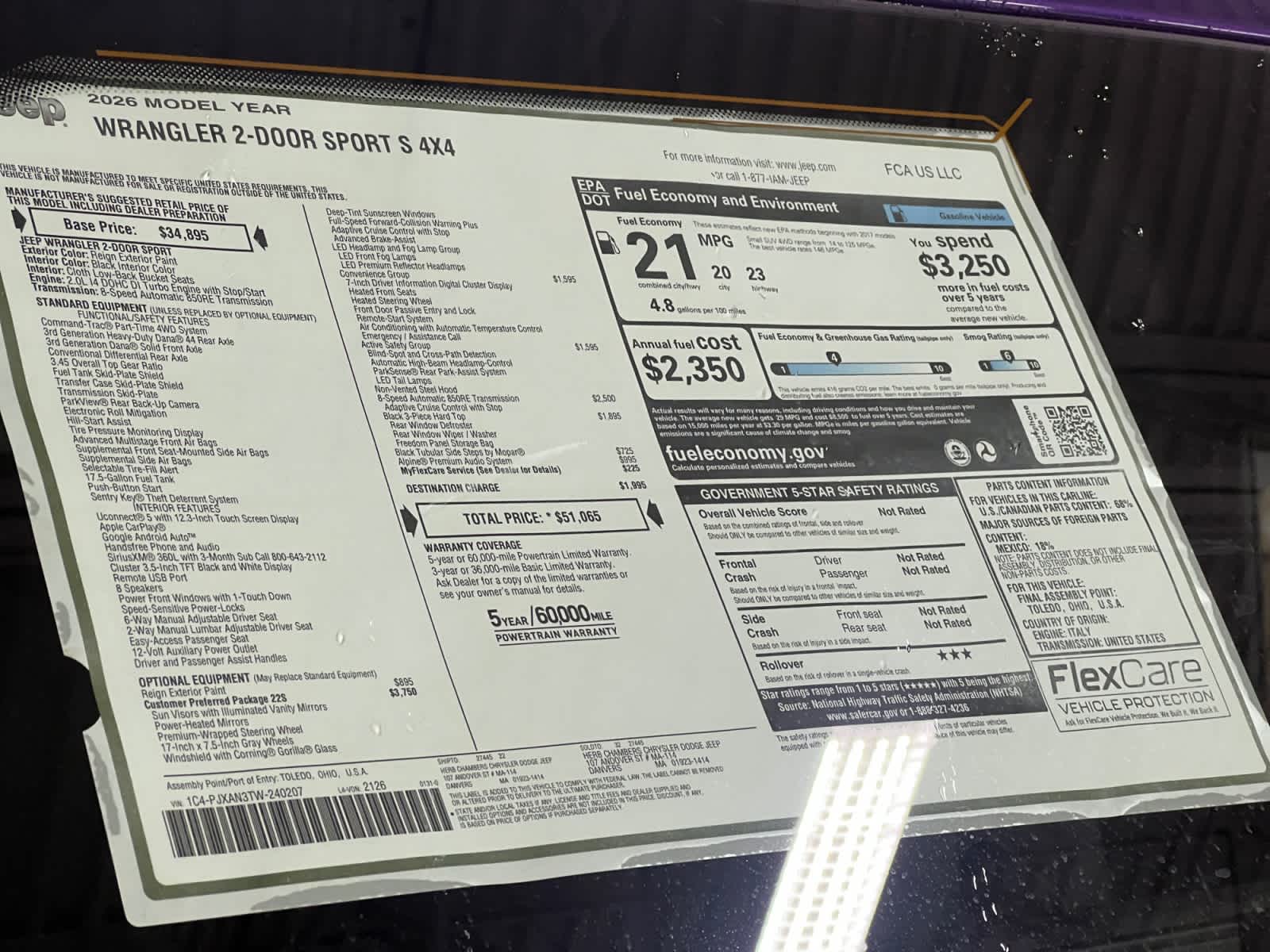 new 2026 Jeep Wrangler car, priced at $49,565