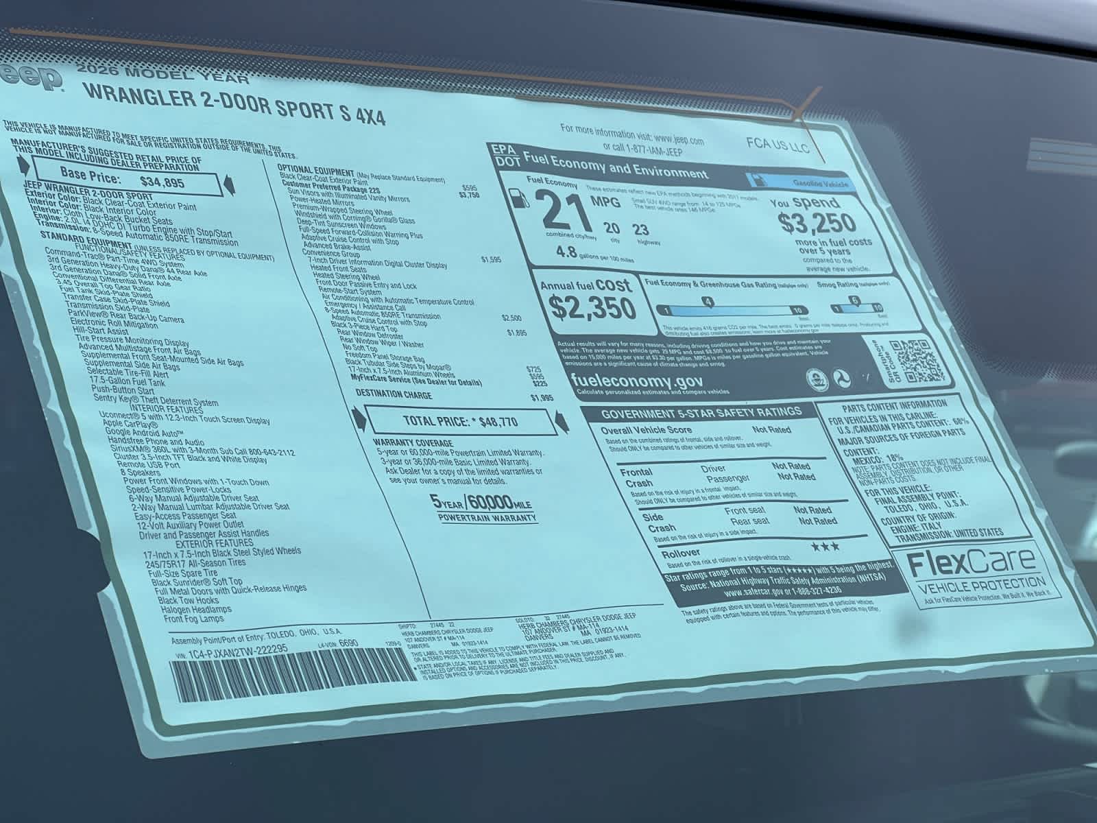 new 2026 Jeep Wrangler car, priced at $45,070