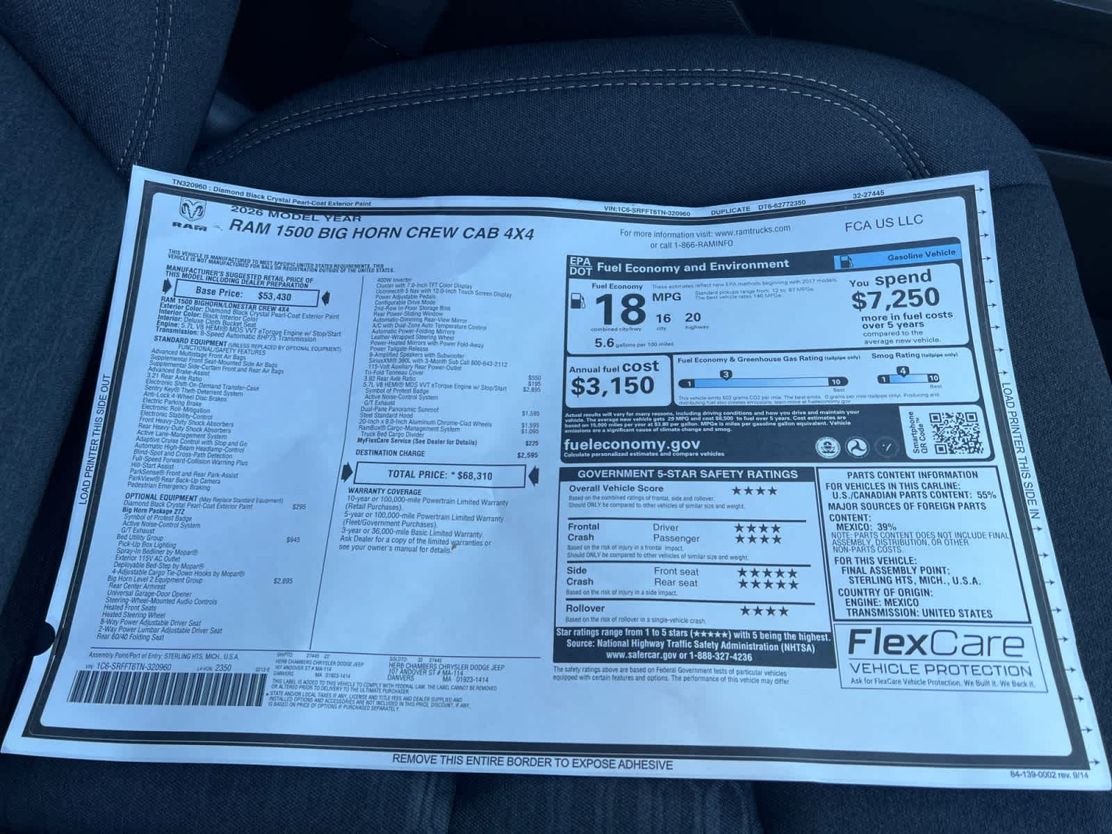 new 2026 Ram 1500 car, priced at $65,310