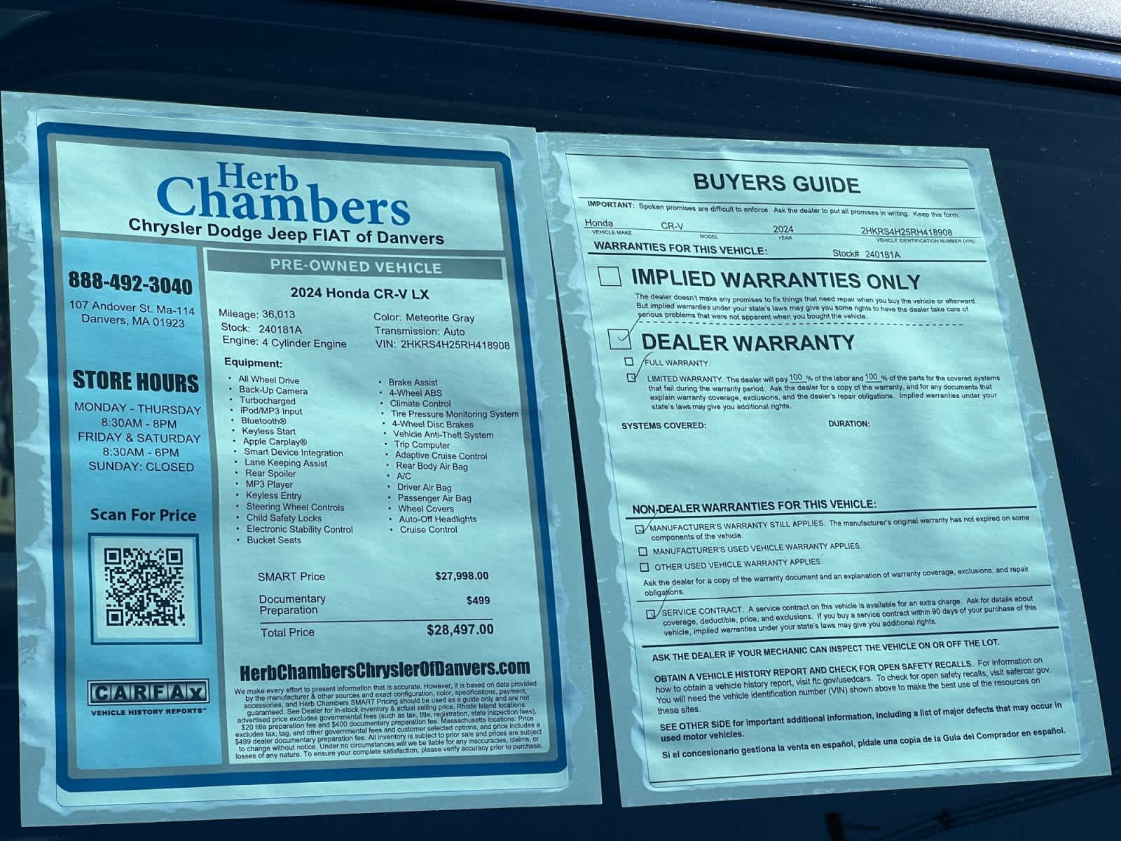 used 2024 Honda CR-V car, priced at $28,997