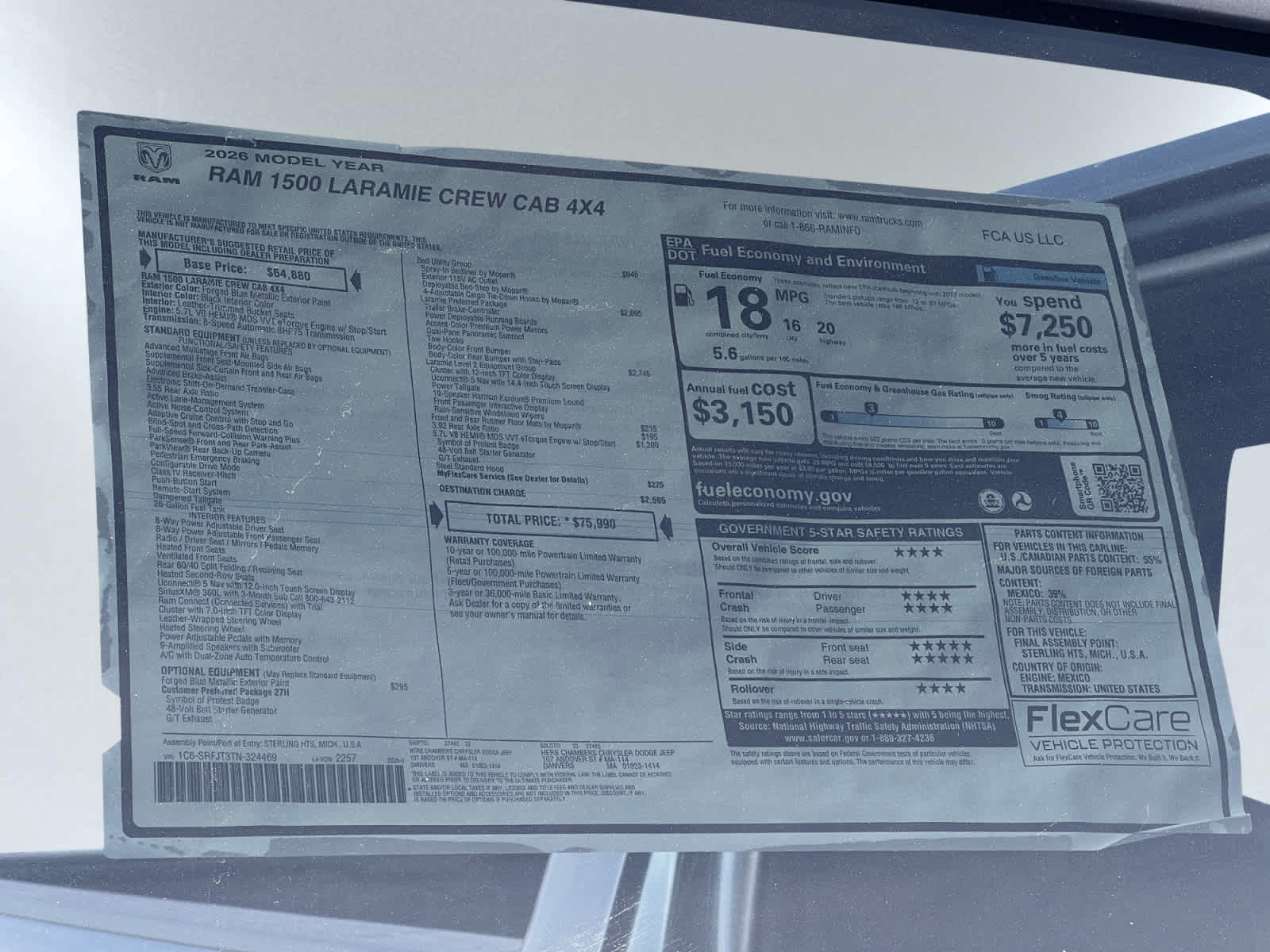 new 2026 Ram 1500 car, priced at $72,990