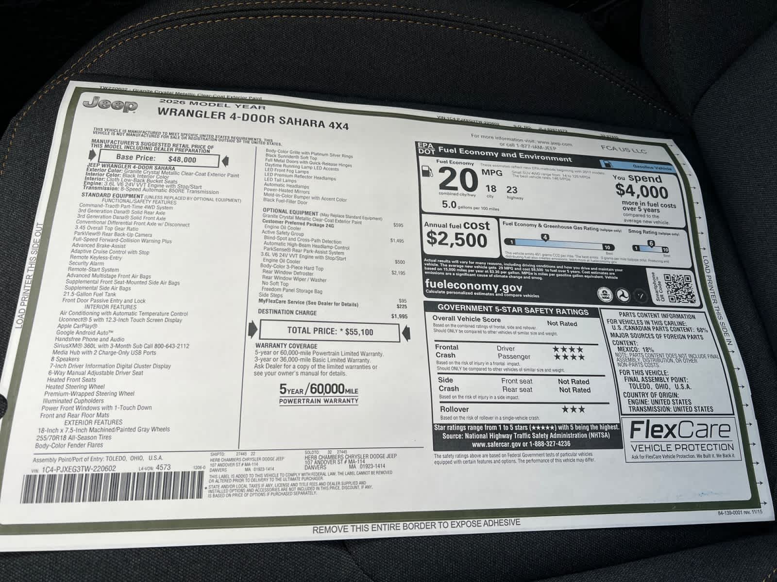 new 2026 Jeep Wrangler car, priced at $55,100