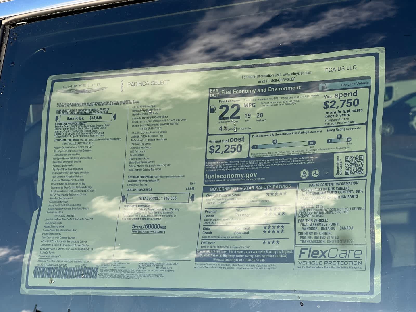 new 2026 Chrysler Pacifica car, priced at $46,335