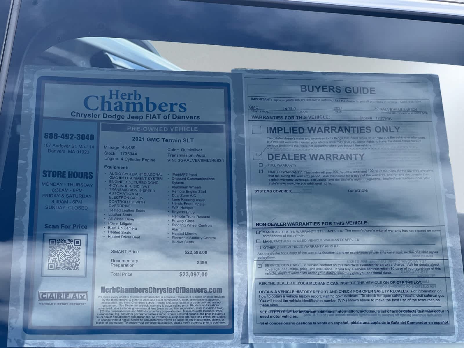 used 2021 GMC Terrain car, priced at $23,097