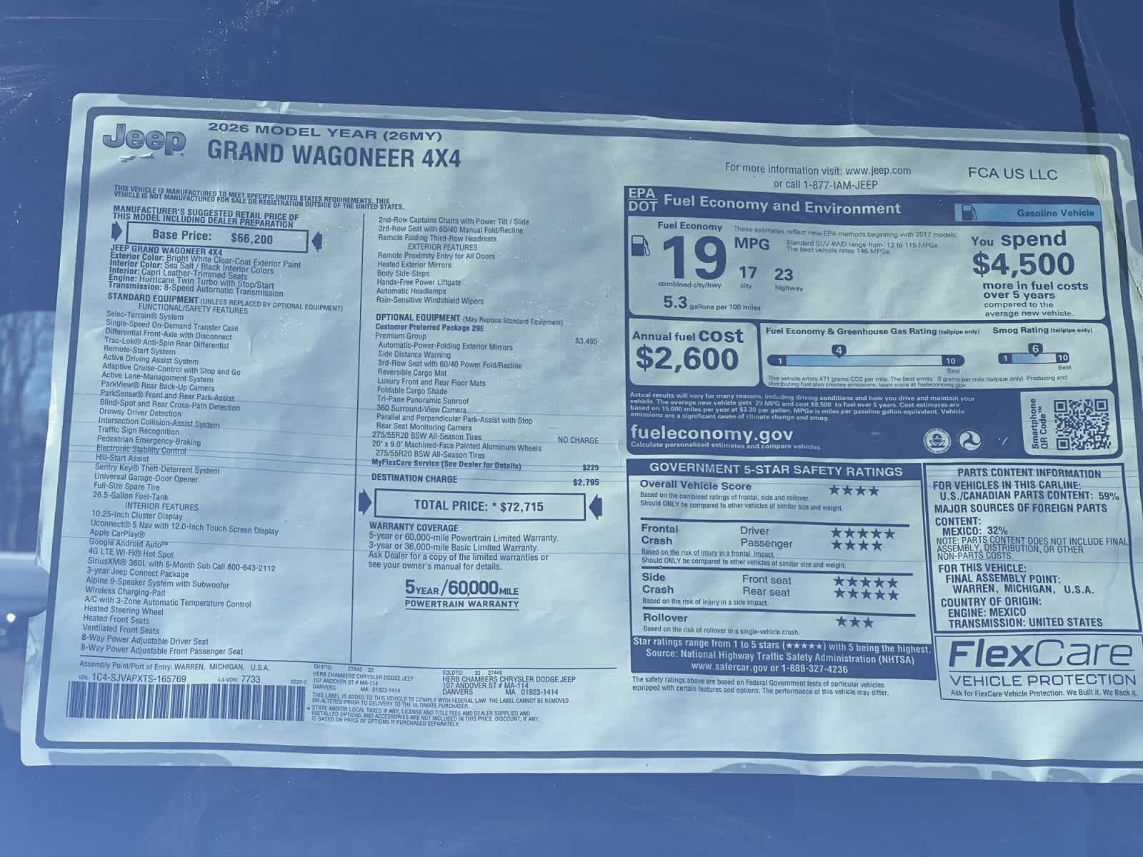 new 2026 Jeep Grand Wagoneer car, priced at $72,715