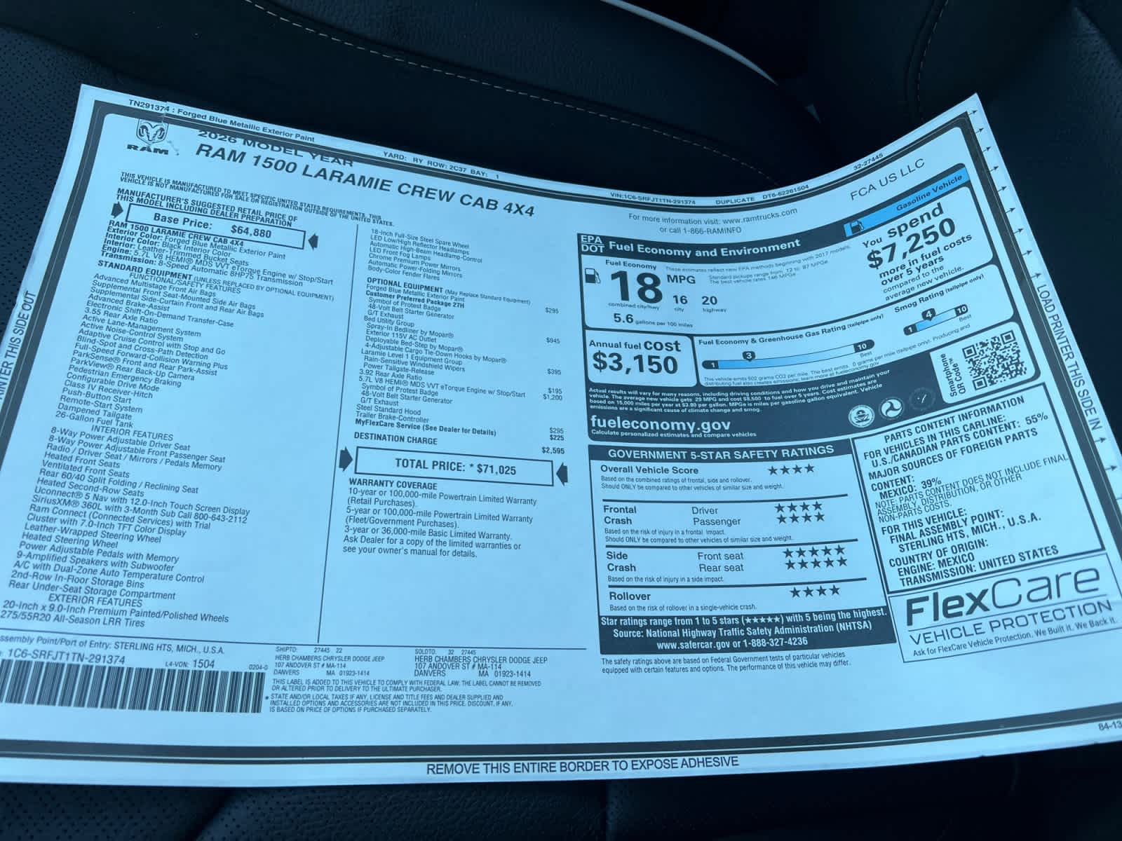 new 2026 Ram 1500 car, priced at $68,025