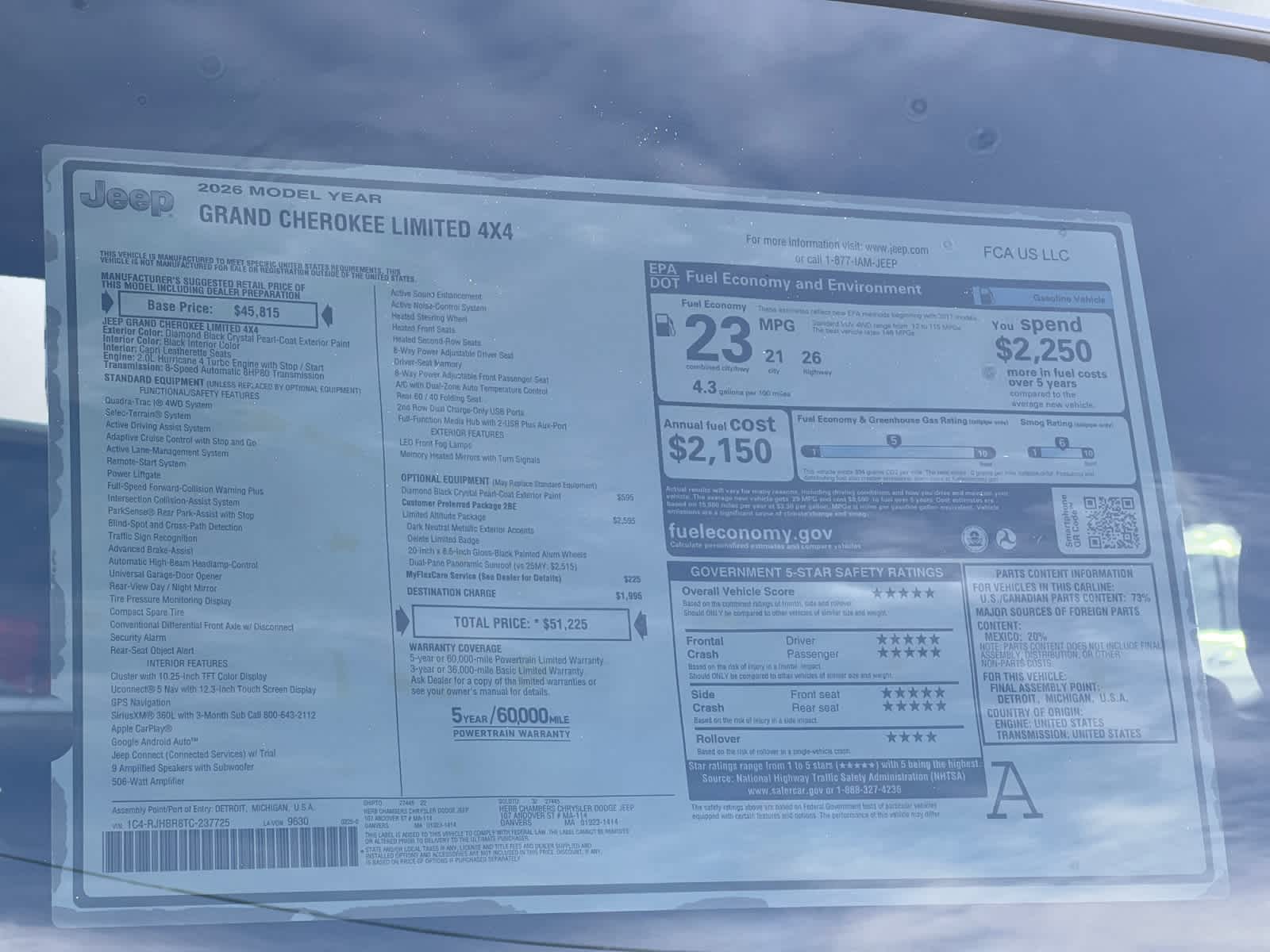 new 2026 Jeep Grand Cherokee car, priced at $51,225