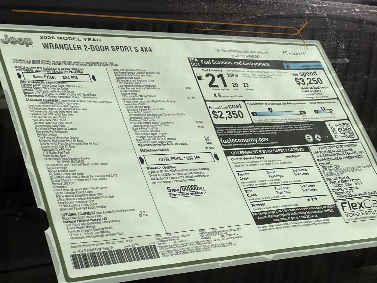 new 2026 Jeep Wrangler car, priced at $50,165