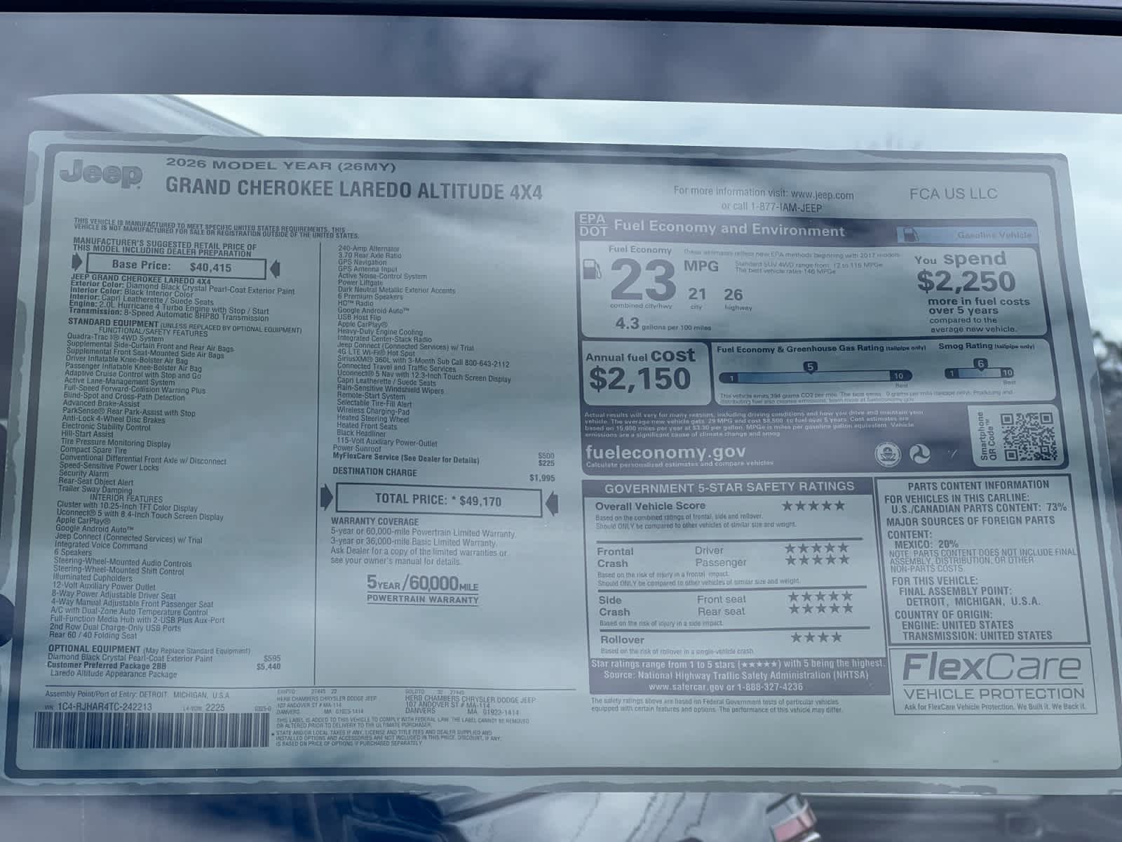 new 2026 Jeep Grand Cherokee car, priced at $48,170