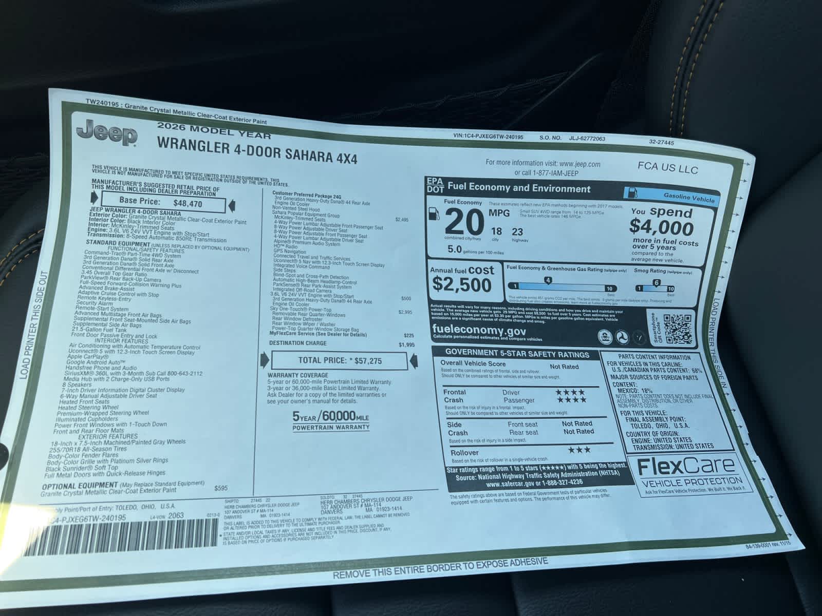 new 2026 Jeep Wrangler car, priced at $57,275