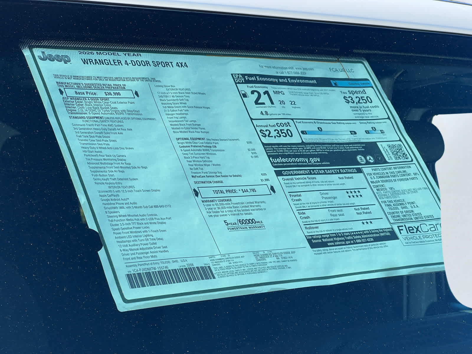 new 2026 Jeep Wrangler car, priced at $44,810