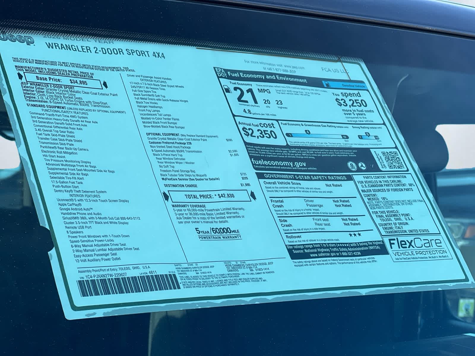 new 2026 Jeep Wrangler car, priced at $42,830