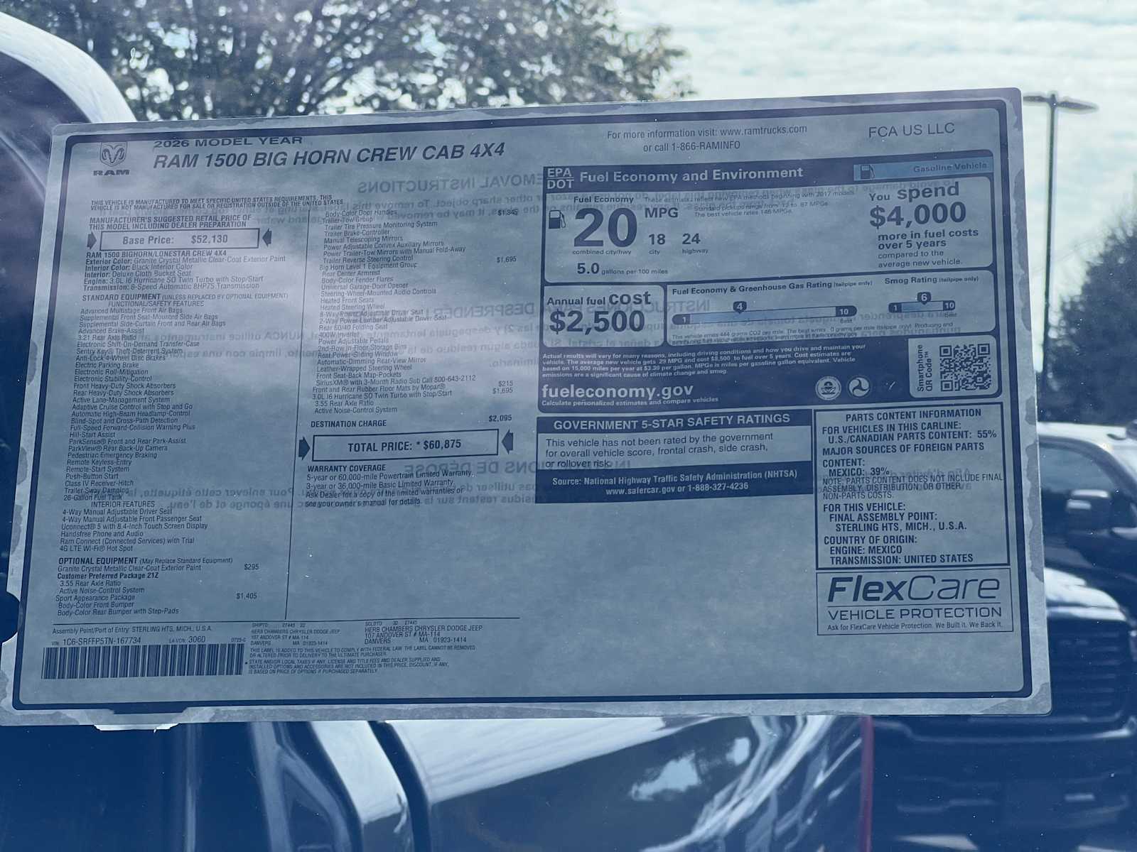 new 2026 Ram 1500 car, priced at $56,875