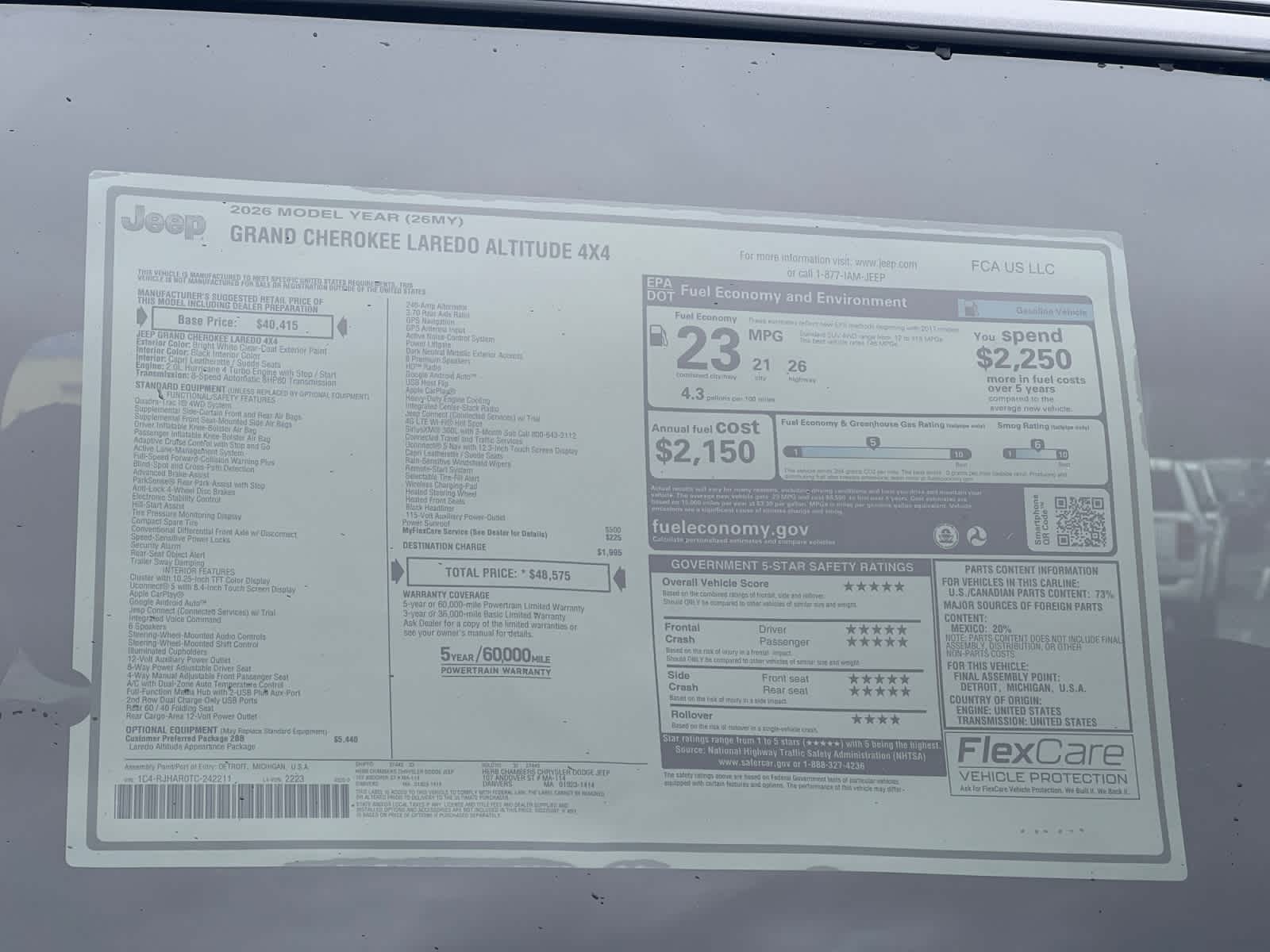 new 2026 Jeep Grand Cherokee car, priced at $47,575