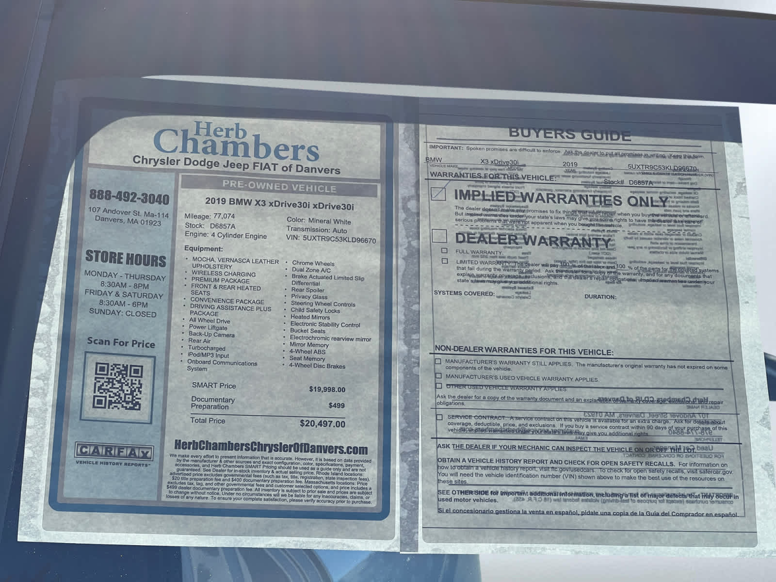 used 2019 BMW X3 car, priced at $19,997