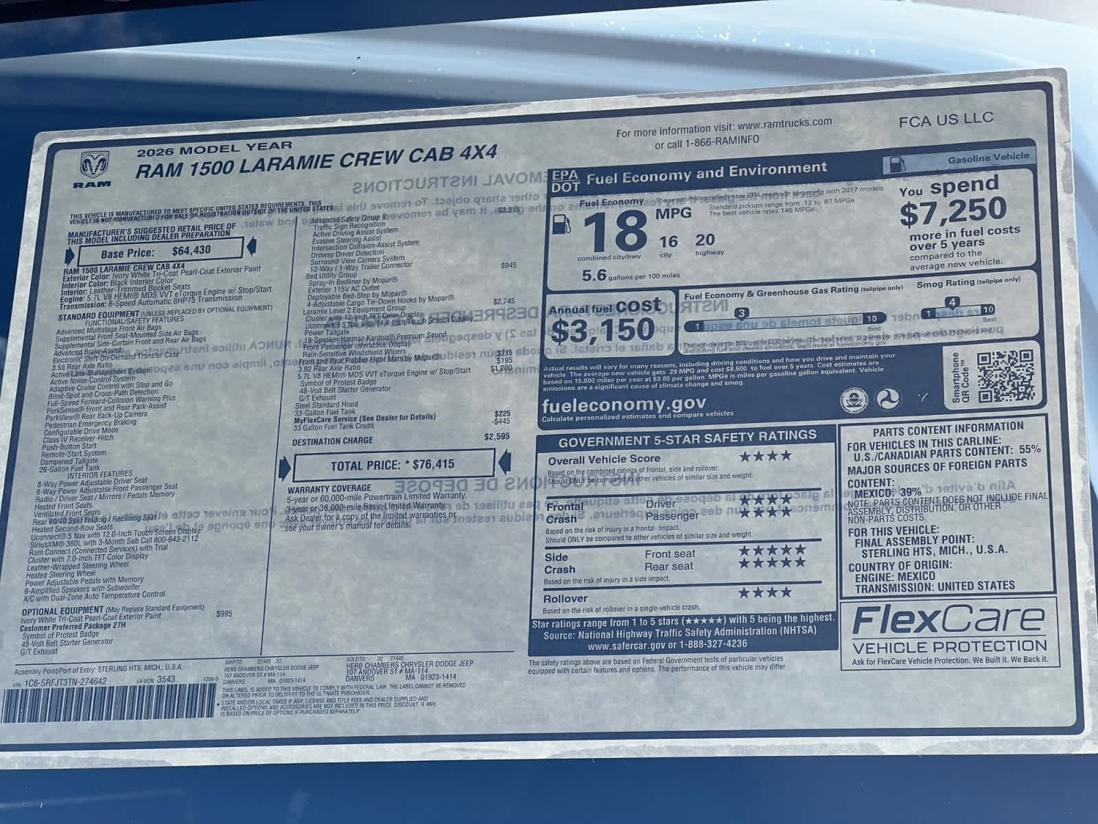 new 2026 Ram 1500 car, priced at $73,415