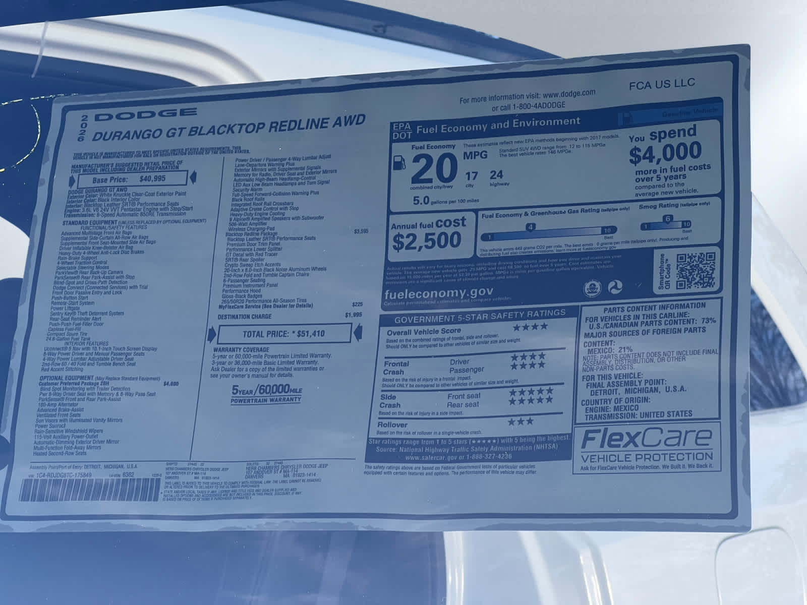 new 2026 Dodge Durango car, priced at $48,410