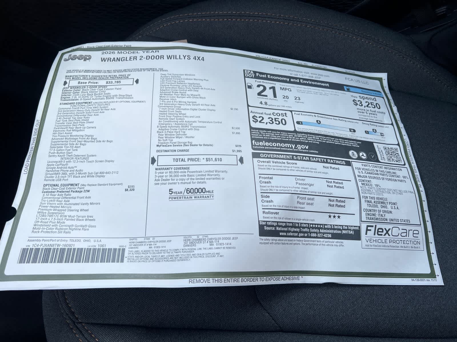 new 2026 Jeep Wrangler car, priced at $51,610