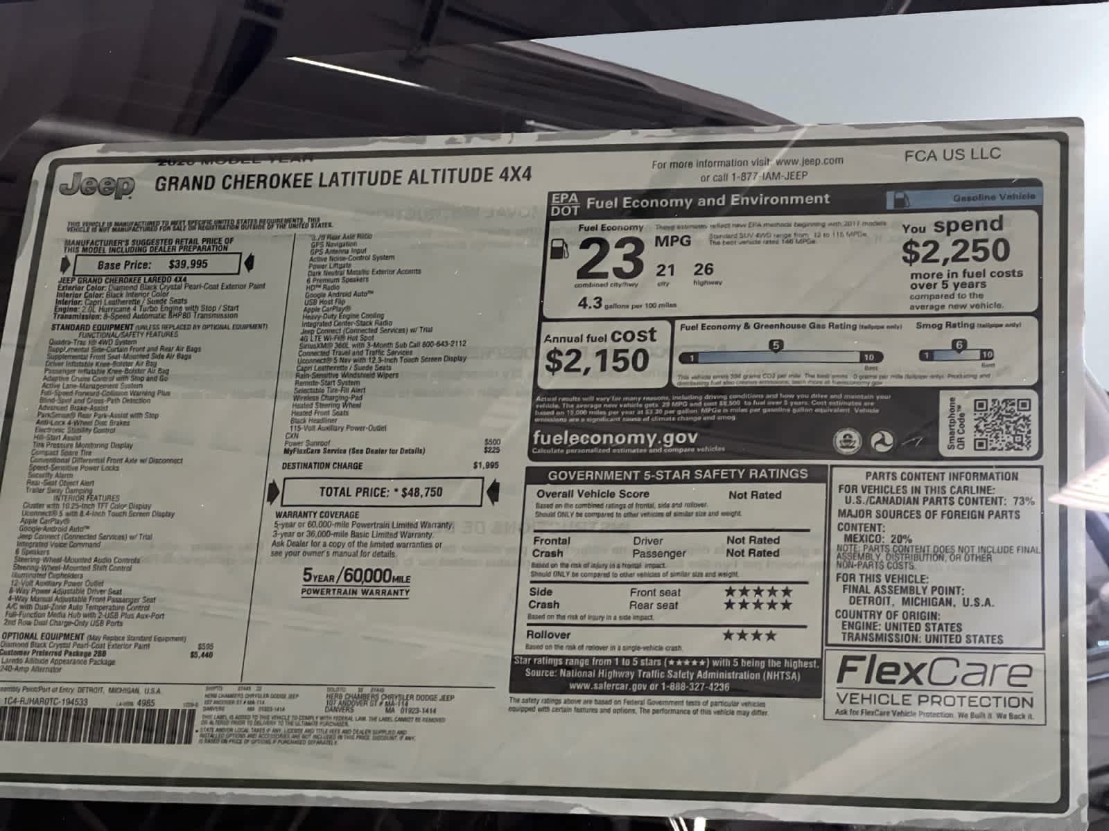 new 2026 Jeep Grand Cherokee car, priced at $48,750