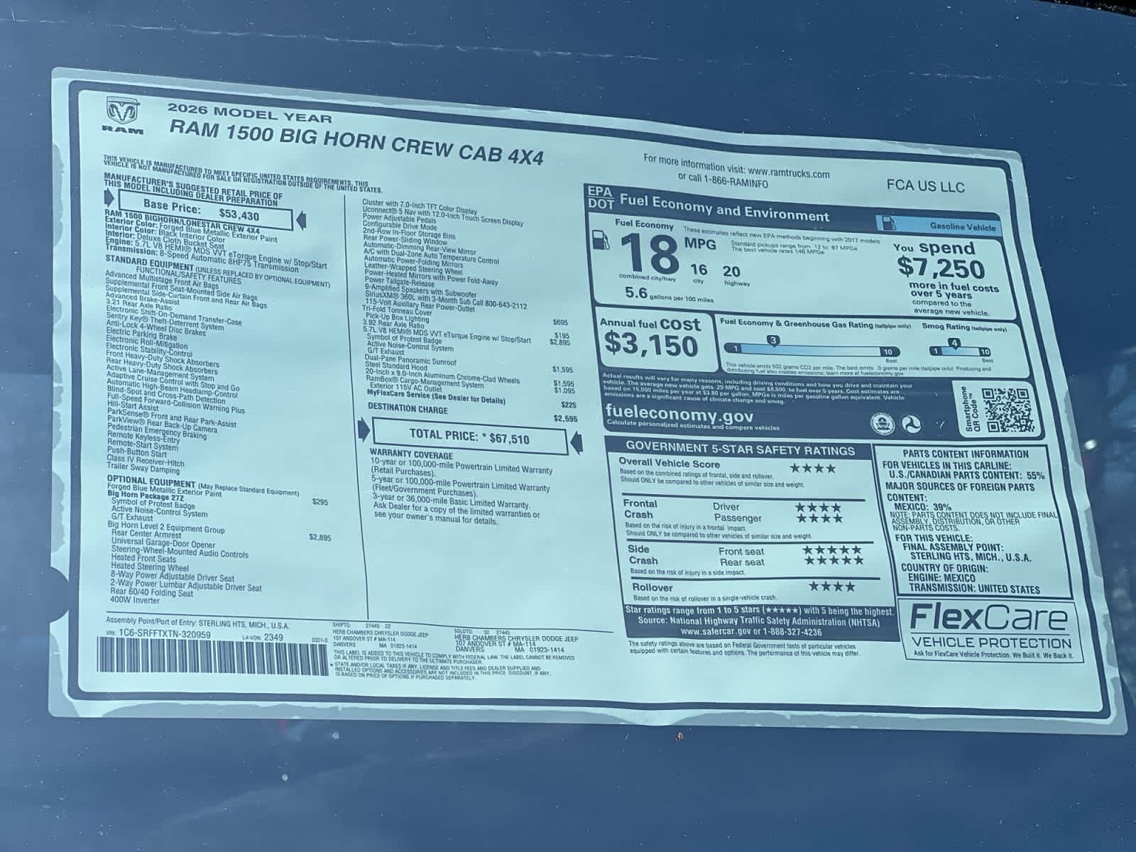 new 2026 Ram 1500 car, priced at $64,510