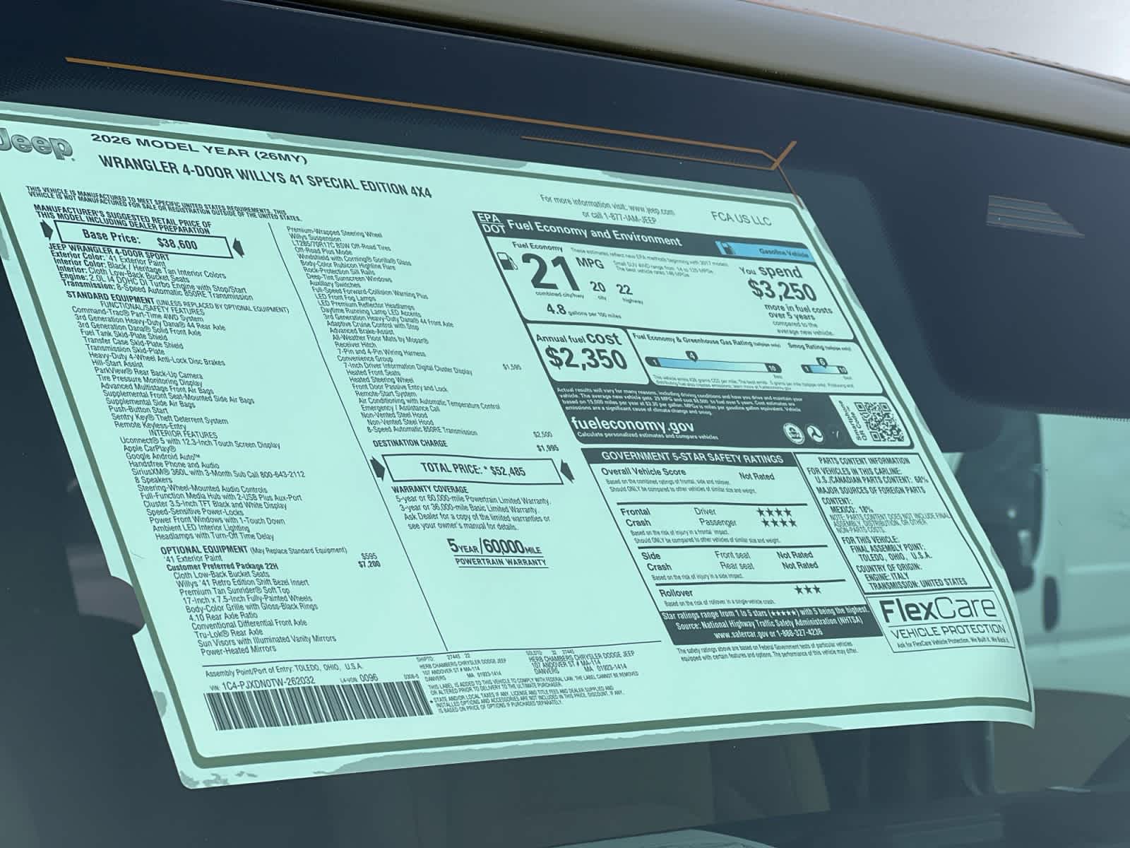 new 2026 Jeep Wrangler car, priced at $51,485