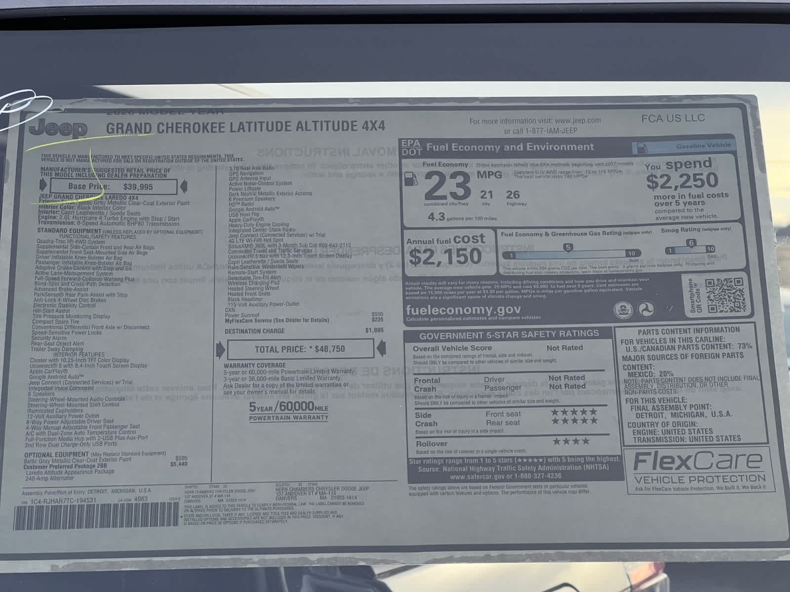 new 2026 Jeep Grand Cherokee car, priced at $48,750