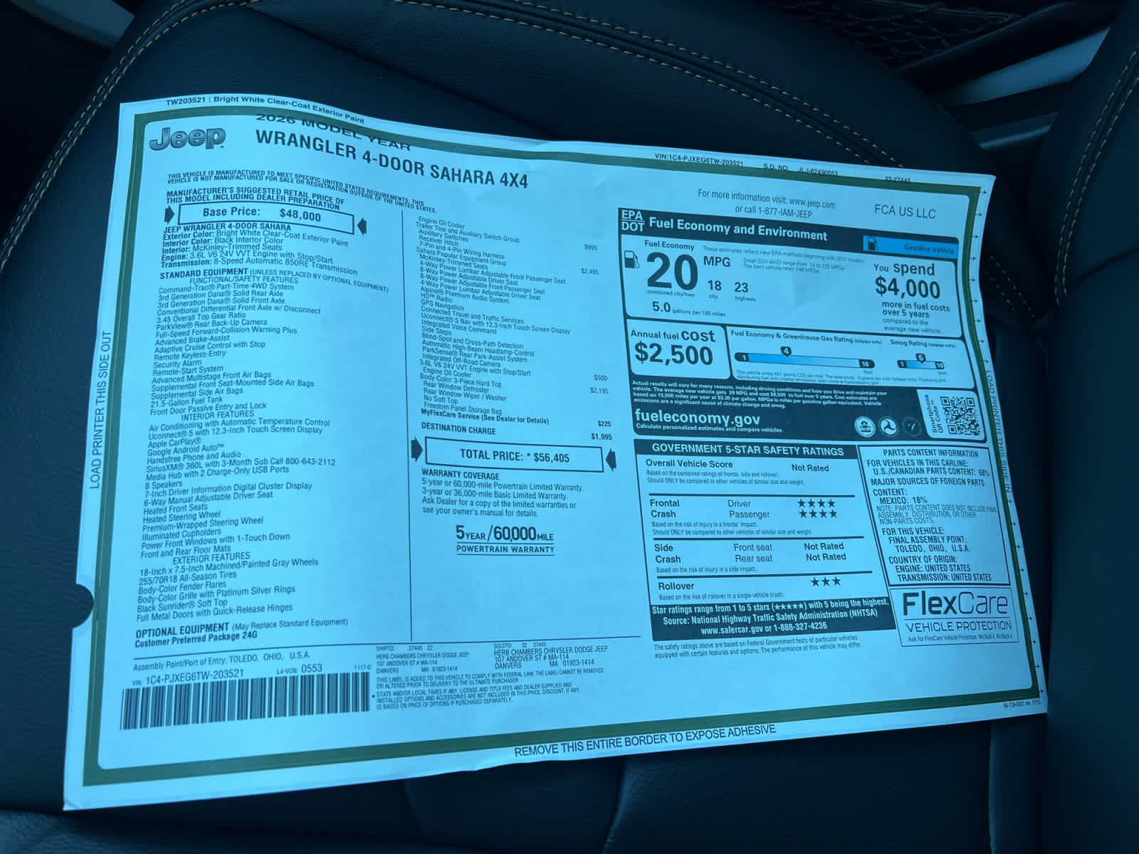 new 2026 Jeep Wrangler car, priced at $56,405