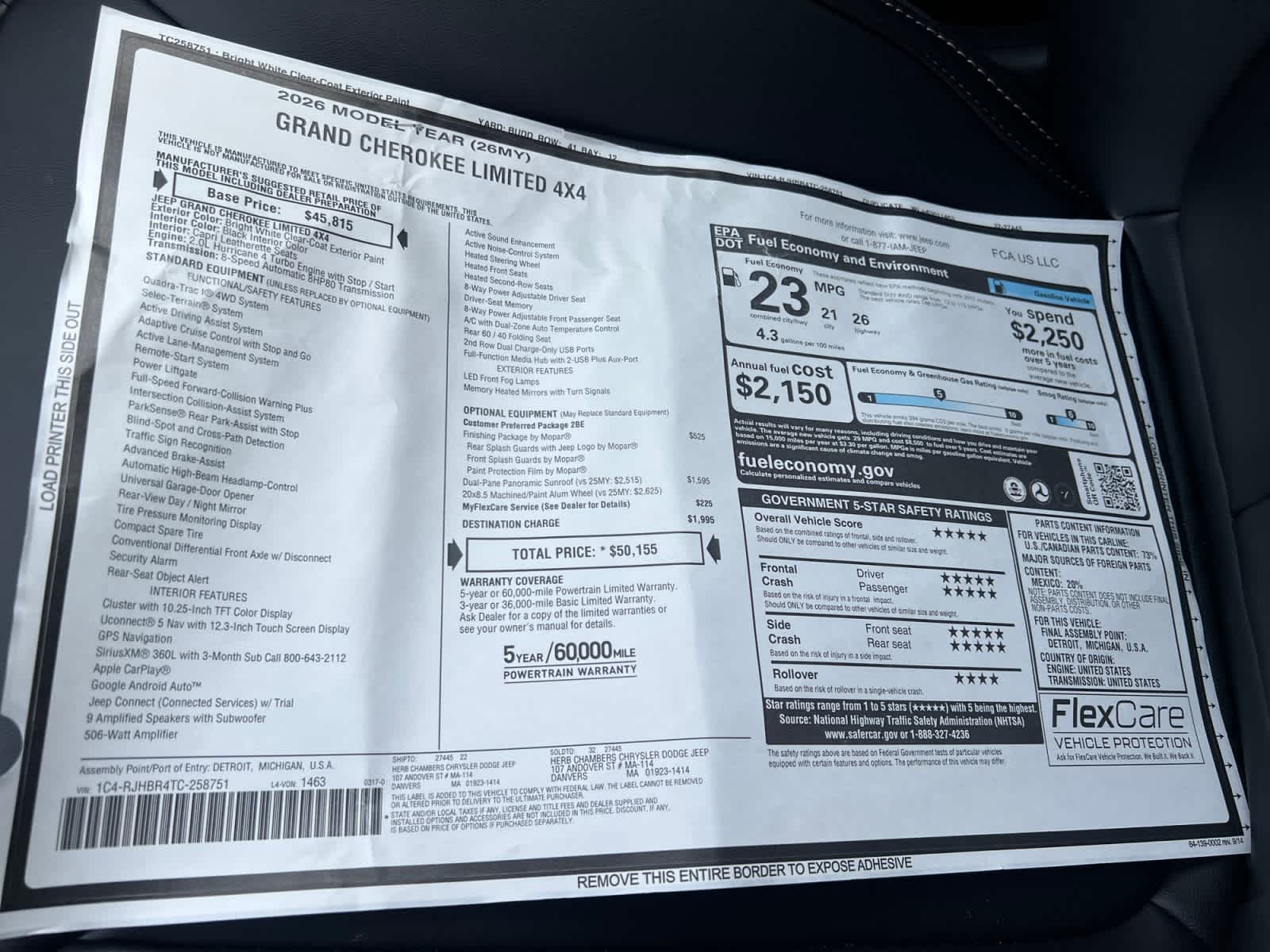 new 2026 Jeep Grand Cherokee car, priced at $50,155