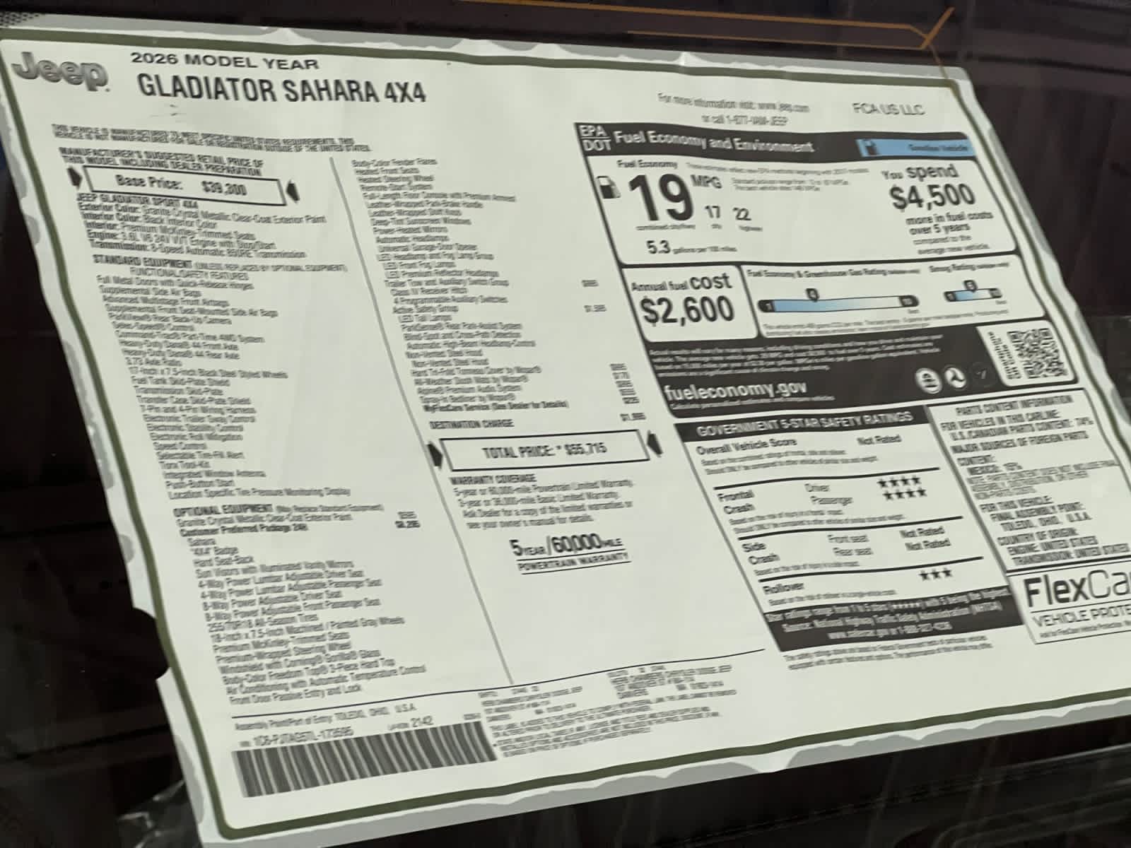 new 2026 Jeep Gladiator car, priced at $55,715