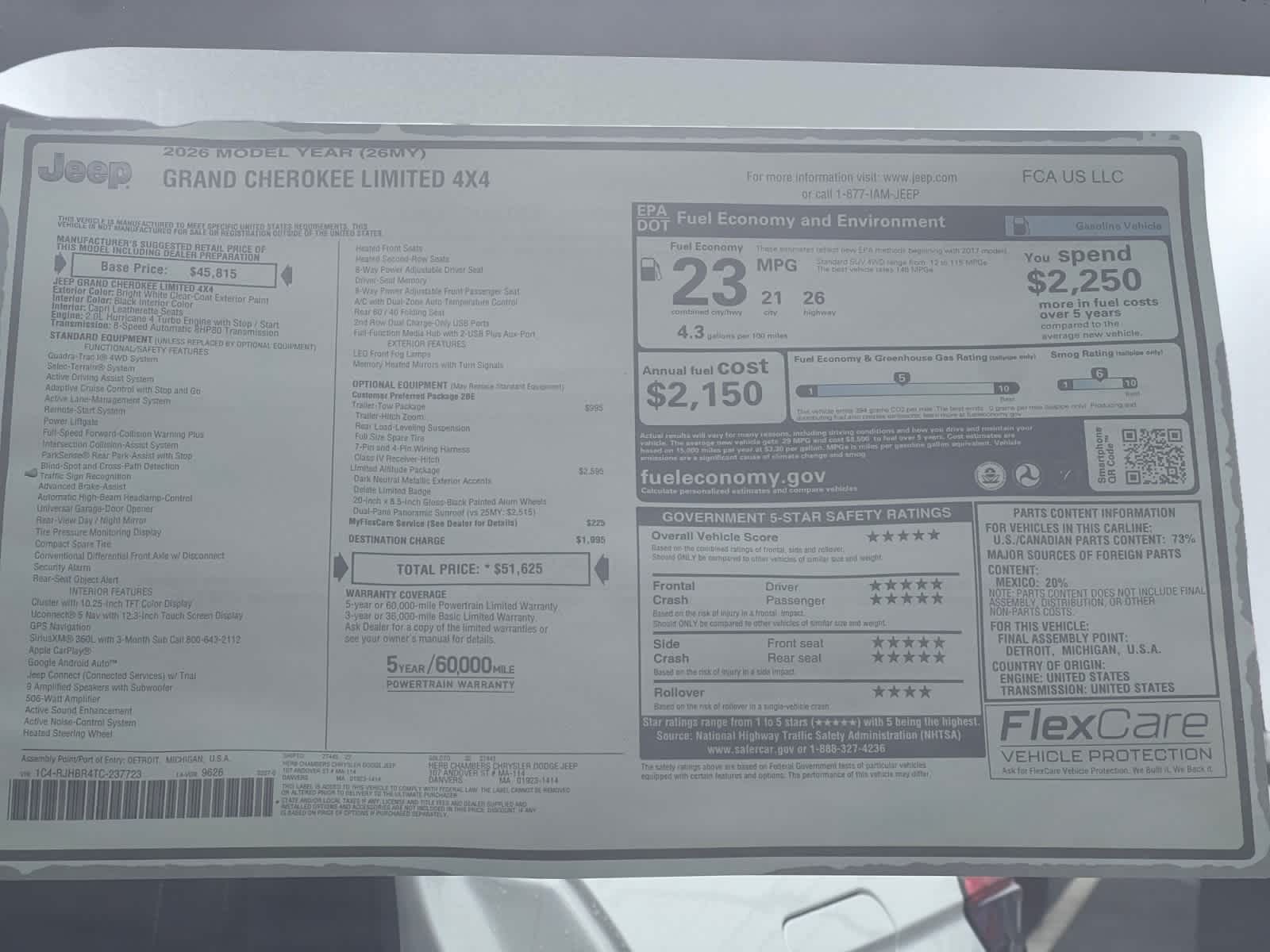 new 2026 Jeep Grand Cherokee car, priced at $51,625