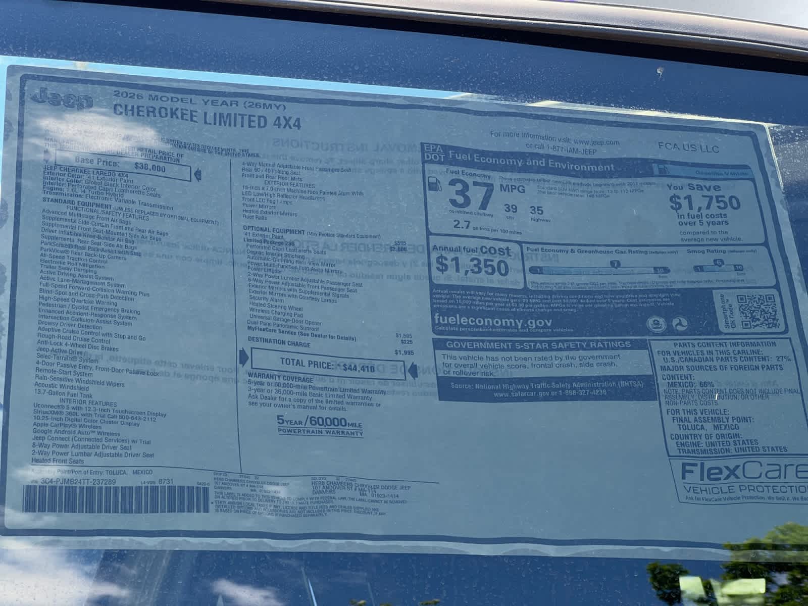 new 2026 Jeep Cherokee car, priced at $44,410